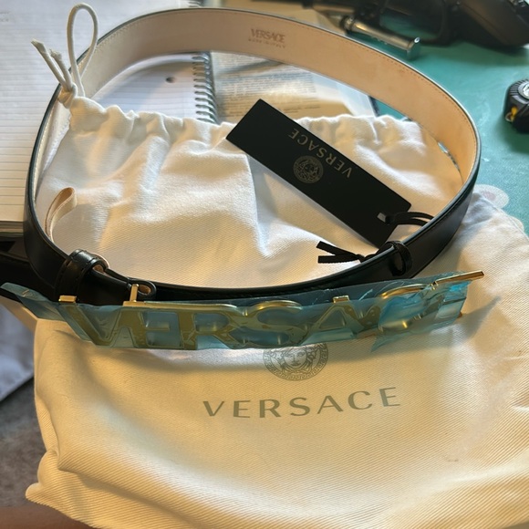Versace Logo leather belt